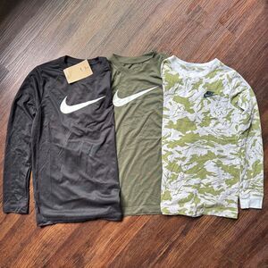 Lot of 3 Nike Tee Boys M 8/10 Dri-Fit + Cotton Long Sleeve T-Shirts NWT / NWOT